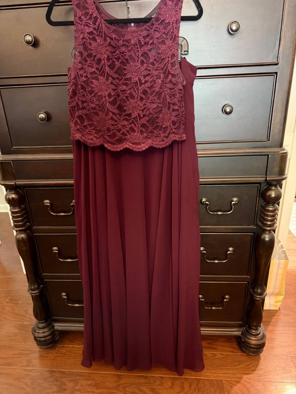 City Triangles Burgundy Lace Maxi Dress